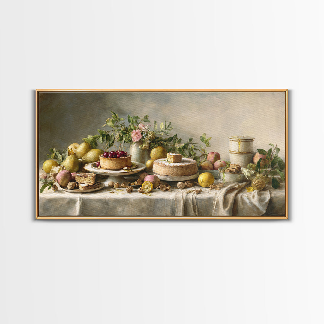 Cherry Tart Still Life Canvas Print, Bakery Art, Watercolor Art, Bakery Decor, Fine Art, Patisserie, French Wall Art, BAK-2x1-73