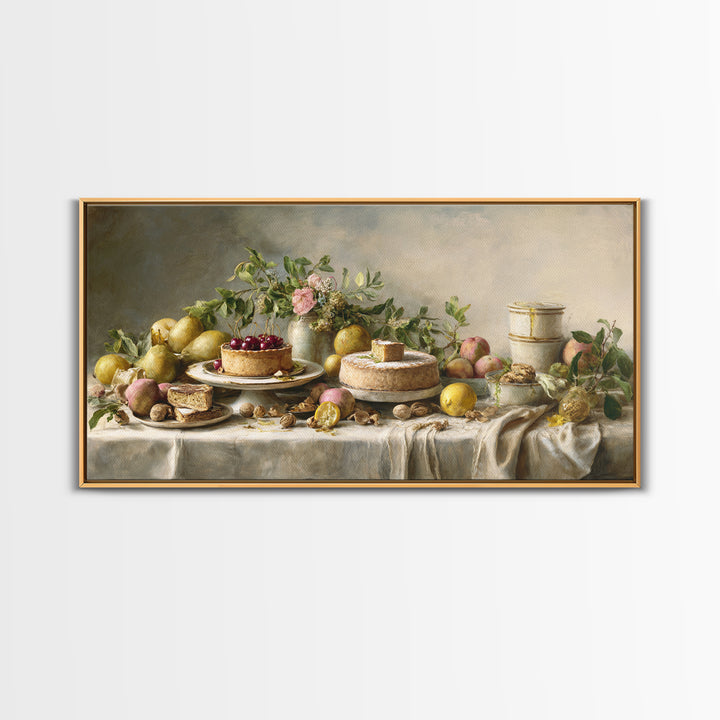 Cherry Tart Still Life Canvas Print, Bakery Art, Watercolor Art, Bakery Decor, Fine Art, Patisserie, French Wall Art, BAK-2x1-73