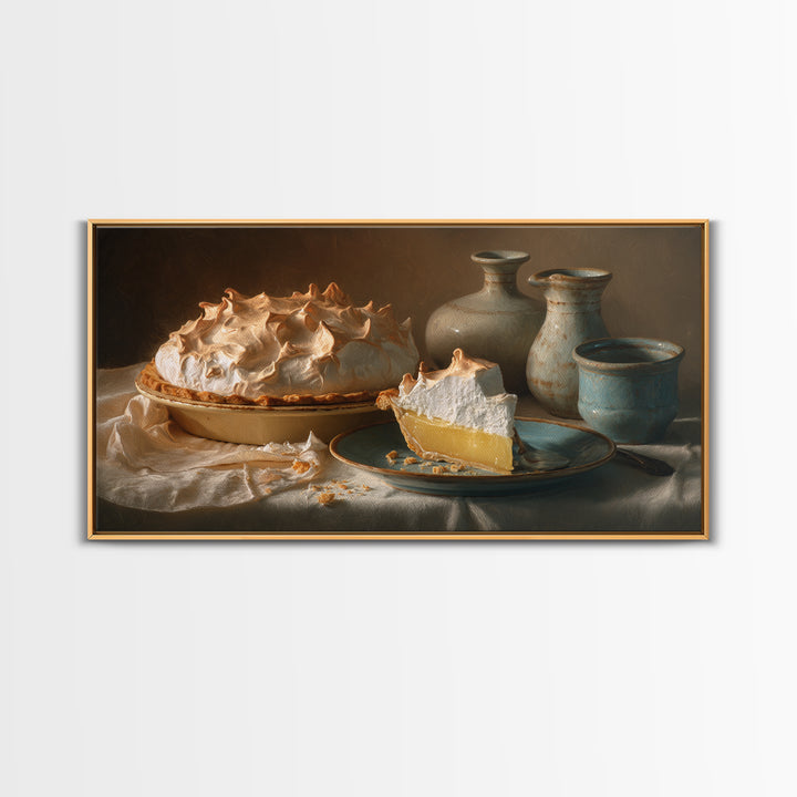 Lemon Meringue Pie Slice Canvas Print, Bakery Art, Art Print, Bakery Decor, Patisserie, Kitchen Print, Coffee Wall Art, BAK-2x1-78