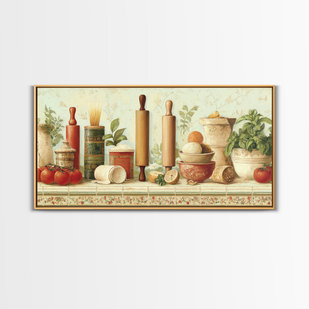 Patisserie Pattern of Rolling Pins and Pastries Canvas Print, Bakery Art, Coffee Wall Art, Bakery Decor, Fine Art, Patisserie, BAK-2x1-89