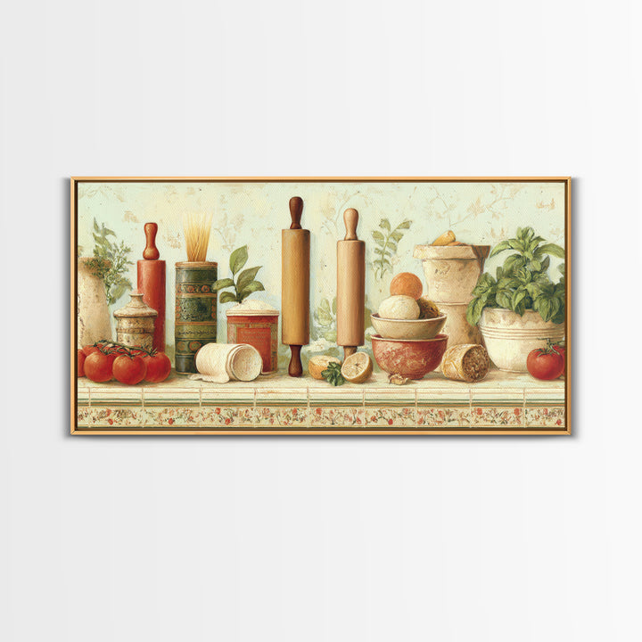 Patisserie Pattern of Rolling Pins and Pastries Canvas Print, Bakery Art, Coffee Wall Art, Bakery Decor, Fine Art, Patisserie, BAK-2x1-89