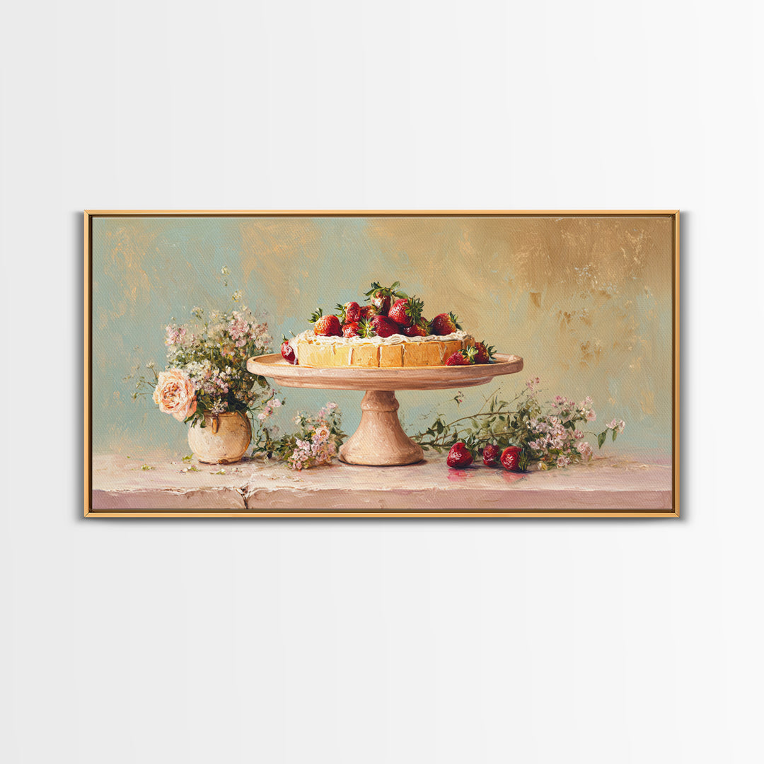 Pastel Cake Stand Framed Canvas Print, Bakery Art, Art Print, Bakery Decor, Patisserie, Kitchen Print, Coffee Wall Art, BAK-2x1-9
