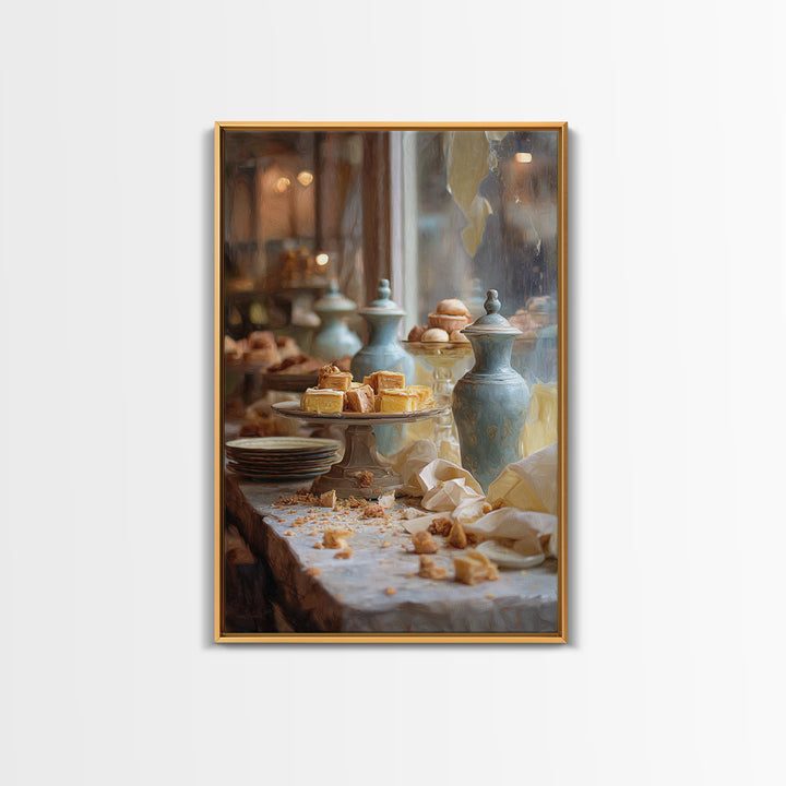 French Patisserie Window Display of Pastel Pastries Canvas Print, Bakery Art, Contemporary Art, Bakery Decor, Patisserie, BAK-2x3-10