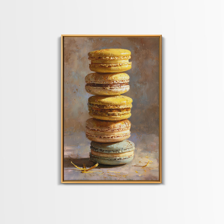 Single Perfect Macaron Tower Canvas Print, Bakery Art, Printable Art, Bakery Decor, Watercolor Art, Patisserie, BAK-2x3-35