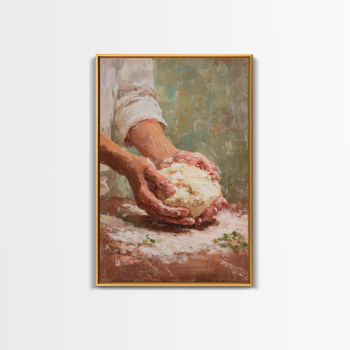 Baker Hands Shaping Dough Canvas Print, Bakery Art, Watercolor Art, Bakery Decor, Fine Art, Patisserie, French Wall Art, BAK-2x3-49