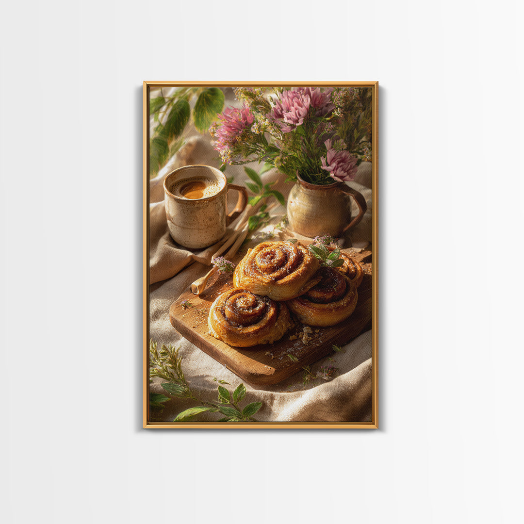 Cinnamon Rolls in a Warm Country Kitchen Canvas Print, Bakery Art, Kitchen Print, Bakery Decor, Fine Art, Patisserie, BAK-2x3-67