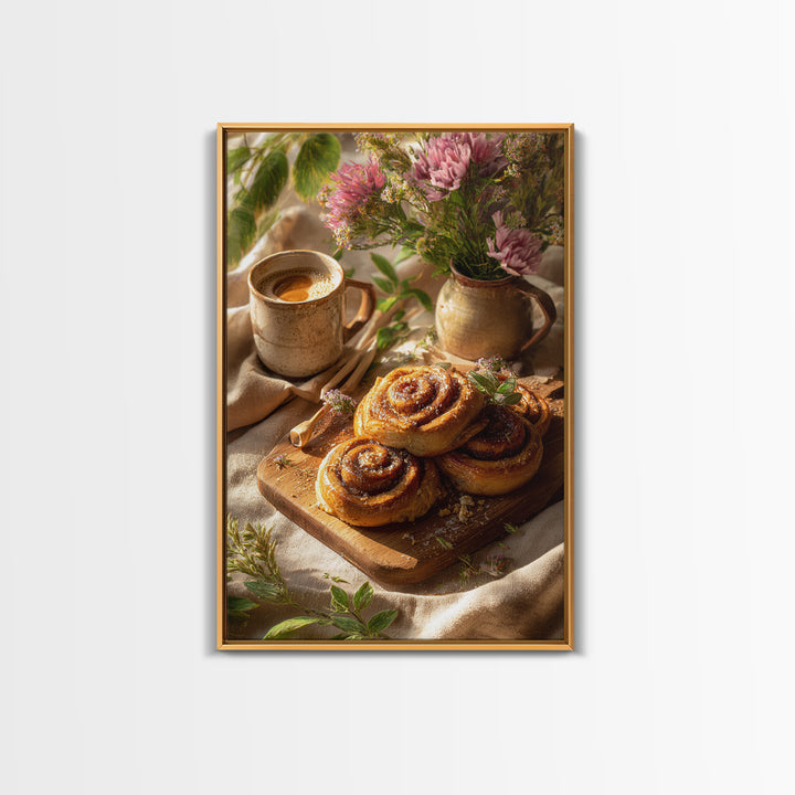 Cinnamon Rolls in a Warm Country Kitchen Canvas Print, Bakery Art, Kitchen Print, Bakery Decor, Fine Art, Patisserie, BAK-2x3-67