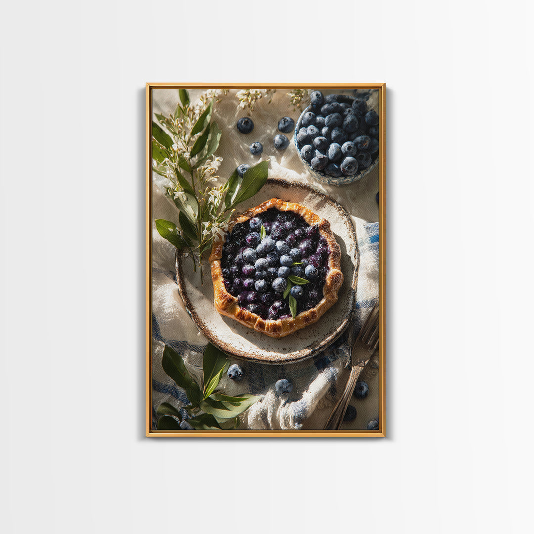 Blueberry Galette with Rustic Farmhouse Texture Canvas Print, Bakery Art, Fine Art Print, Bakery Decor, Fine Art, Patisserie, BAK-2x3-7