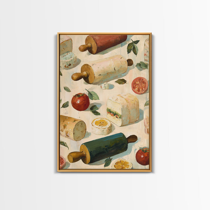 Patisserie Pattern of Rolling Pins and Pastries Canvas Print, Bakery Art, Kitchen Art Print, Bakery Decor, Fine Art, Patisserie, BAK-2x3-77