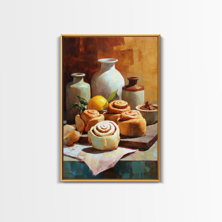 Cinnamon Rolls in a Warm Country Kitchen Canvas Print, Bakery Art, Kids Art, Bakery Decor, Fine Art, Patisserie, BAK-2x3-91