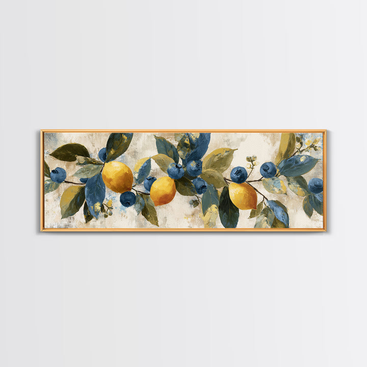 Blueberry Galette with Rustic Farmhouse Texture Framed Canvas Print, Bakery Art, Gallery Decor, Bakery Decor, Patisserie, BAK-3x1-15