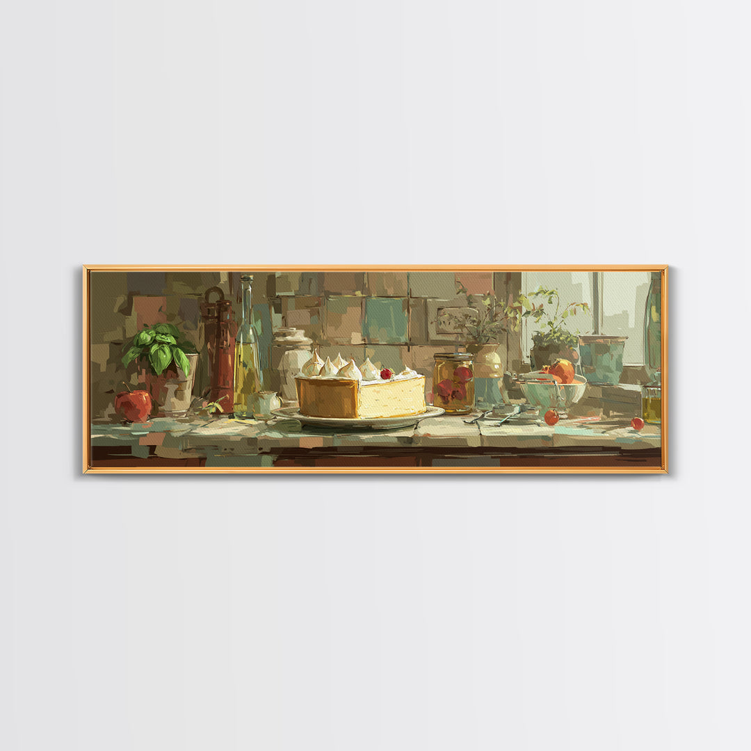 Lemon Meringue Pie Slice Framed Canvas Print, Bakery Art, Kitchen Art, Bakery Decor, Fine Art, Patisserie, Neutral Wall Art, BAK-3x1-2
