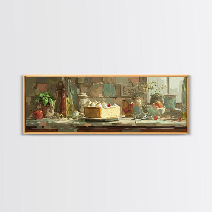 Lemon Meringue Pie Slice Framed Canvas Print, Bakery Art, Kitchen Art, Bakery Decor, Fine Art, Patisserie, Neutral Wall Art, BAK-3x1-2