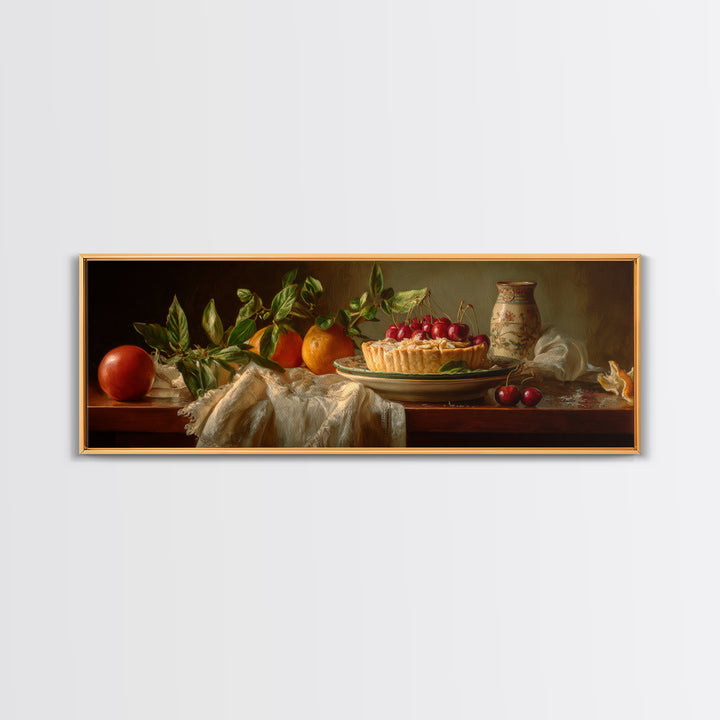 Cherry Tart Still Life Canvas Print, Bakery Art, Whimsical Wall Art, Bakery Decor, Fine Art, Patisserie, Luxury Decor, BAK-3x1-21