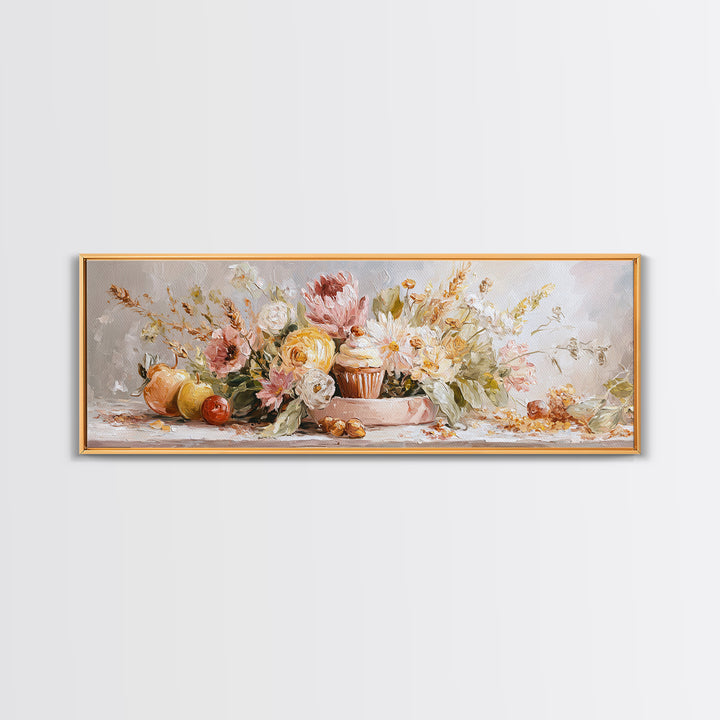 Cupcake Bouquet Painted Framed Canvas Print, Bakery Art, Room Decor, Bakery Decor, Fine Art, Patisserie, Digital Print, BAK-3x1-23