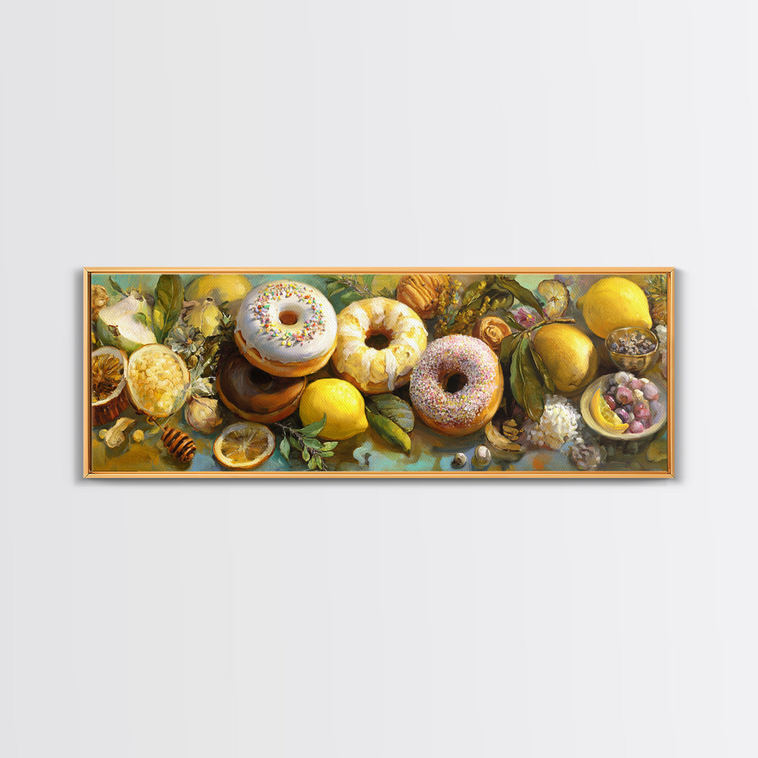 Whimsical Donut Assortment Canvas Print, Bakery Art, French Wall Art, Bakery Decor, Abstract Art, Patisserie, Room Decor, BAK-3x1-25