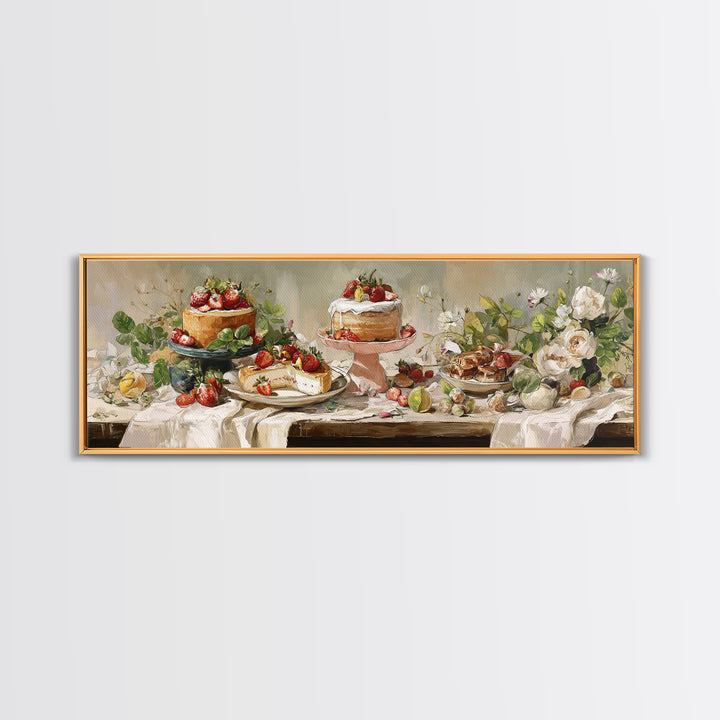 Pastel Cake Stand Canvas Print, Bakery Art, Watercolor Print, Bakery Decor, Oil Painting, Patisserie, Fine Art Print, BAK-3x1-29