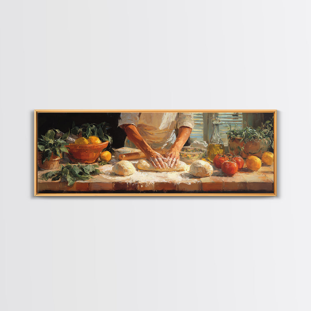 Baker Hands Shaping Dough Canvas Print, Bakery Art, Neutral Wall Art, Bakery Decor, Fine Art, Patisserie, Statement Artwork, BAK-3x1-33