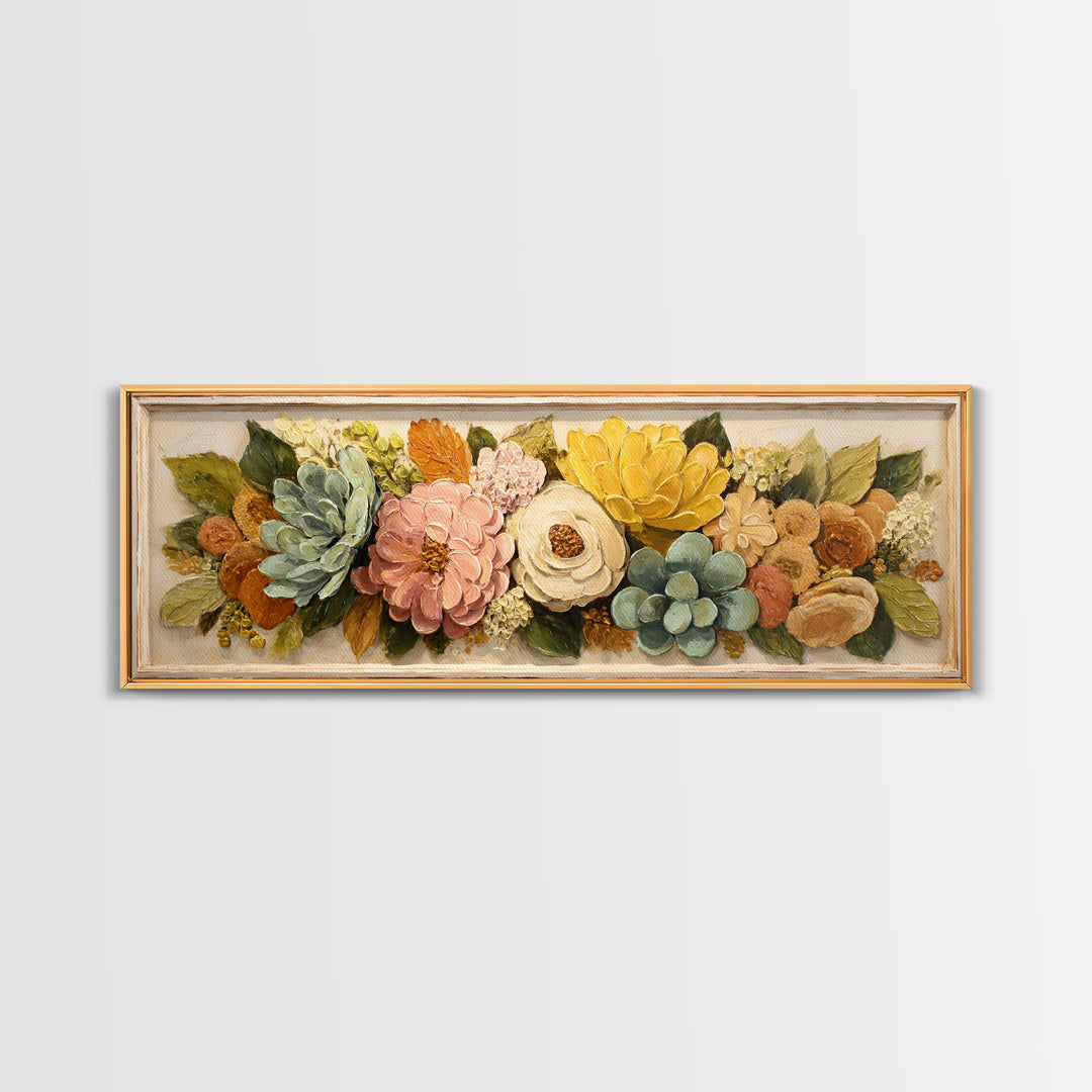 Cupcake Bouquet Painted Framed Canvas Print, Bakery Art, Kitchen Wall Art, Bakery Decor, Oil Painting, Patisserie, BAK-3x1-47