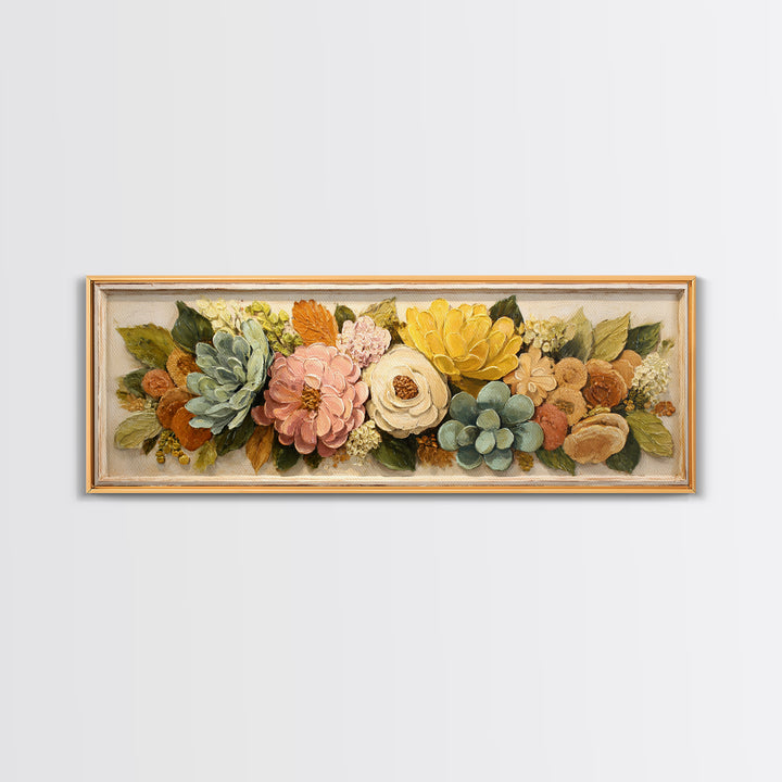 Cupcake Bouquet Painted Framed Canvas Print, Bakery Art, Kitchen Wall Art, Bakery Decor, Oil Painting, Patisserie, BAK-3x1-47