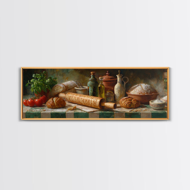 Patisserie Pattern of Rolling Pins and Pastries Canvas Print, Bakery Art, Bakery, Bakery Decor, Oil Painting, Patisserie, BAK-3x1-61