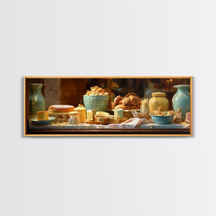 French Patisserie Window Display of Pastel Pastries Canvas Print, Bakery Art, Digital Download Art, Bakery Decor, Patisserie, BAK-3x1-66