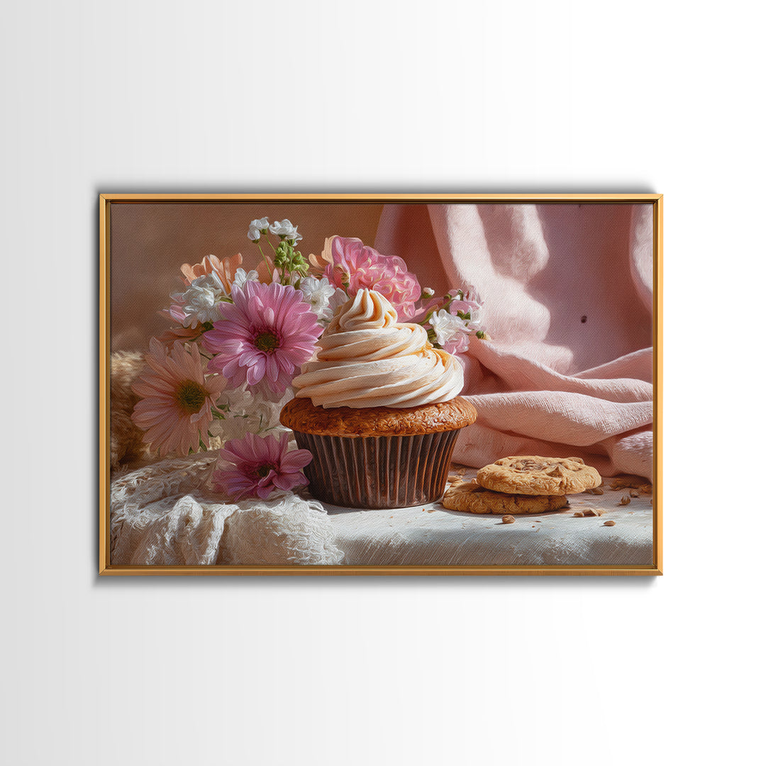 Cupcake Bouquet Painted Canvas Print, Bakery Art, Modern Decor, Bakery Decor, Fine Art, Patisserie, Wall Decor, Art Print, BAK-3x2-11