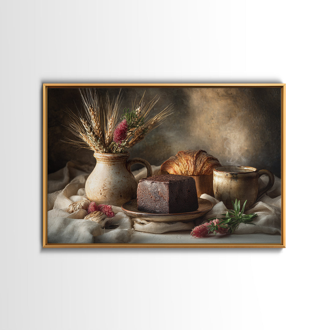 Chocolate Truffle Still Life Framed Canvas Print, Bakery Art, Fine Art, Bakery Decor, Patisserie, Textured Painting, BAK-3x2-23
