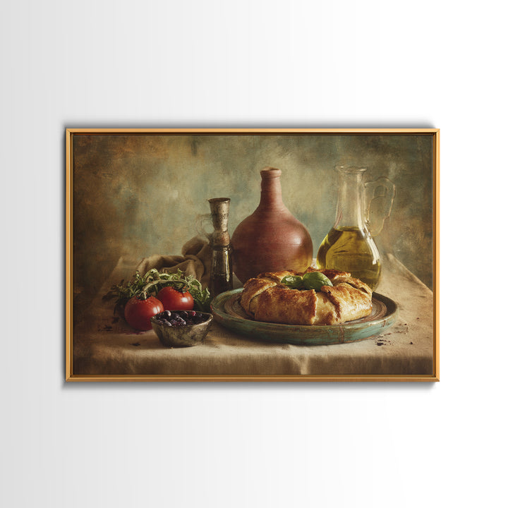 Blueberry Galette with Rustic Farmhouse Texture Framed Canvas Print, Bakery Art, Gallery Decor, Bakery Decor, Patisserie, BAK-3x2-27