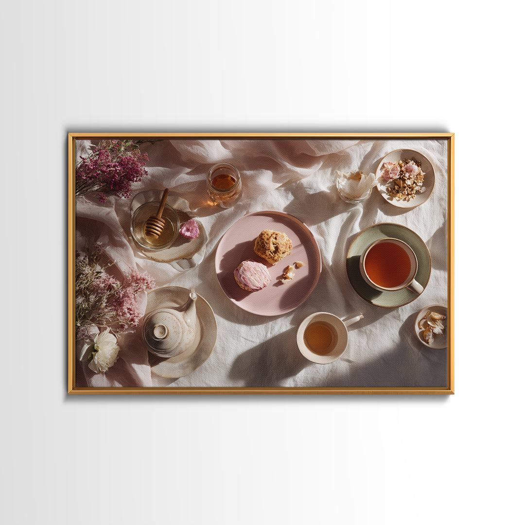 Tea and Scone Arrangement Canvas Print, Bakery Art, Gallery Decor, Bakery Decor, Fine Art, Patisserie, Wall Art, Home Decor, BAK-3x2-48