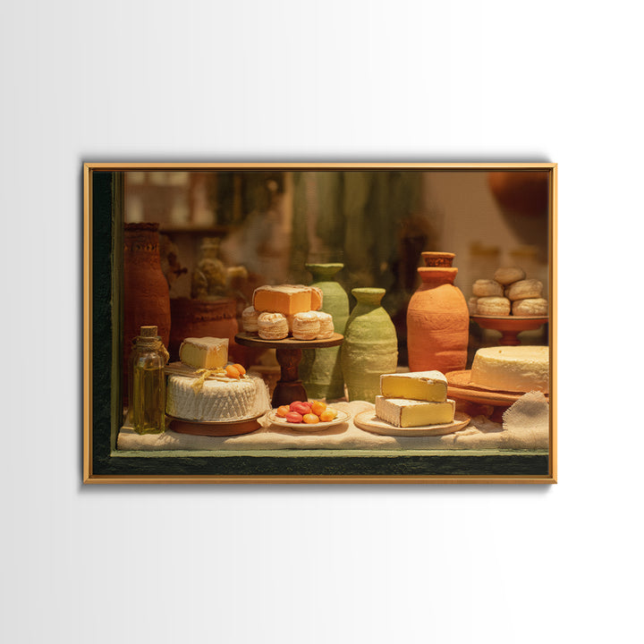 French Patisserie Window Display of Pastel Pastries Framed Canvas Print, Bakery Art, Kitchen Print, Bakery Decor, Patisserie, BAK-3x2-6
