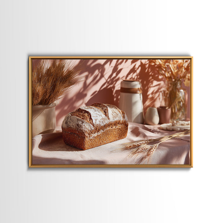 Rustic Loaf of Bread Framed Canvas Print, Bakery Art, Watercolor Print, Bakery Decor, Oil Painting, Patisserie, Fine Art Print, BAK-3x2-8