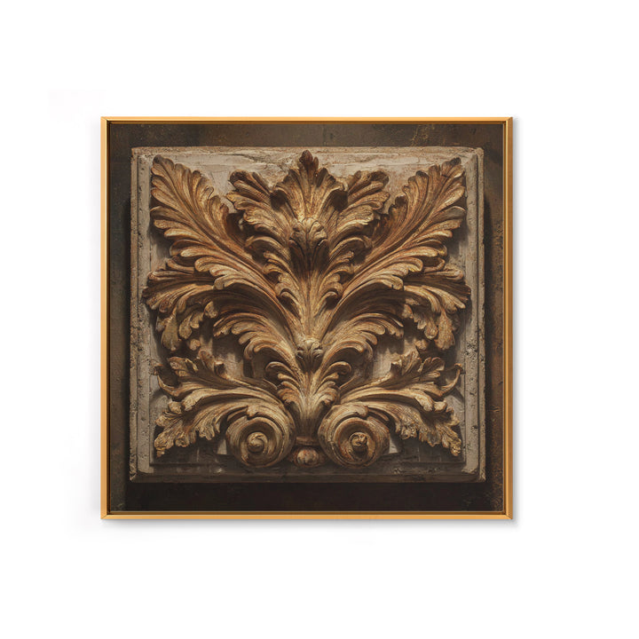 Carved Acanthus Leaf Ornament Study Framed Canvas Print, Baroque Art, Modern Wall Art, Living Room Decor, Fine Art, Ornate, BAO-1x1-39
