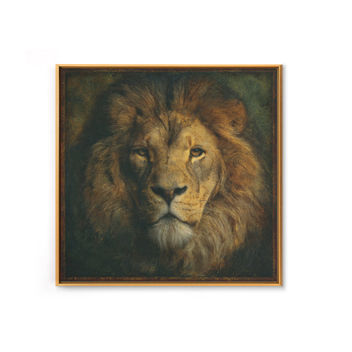 Royal Lion Portrait Framed Canvas Print, Baroque Art, Eclectic Wall Art, Living Room Decor, Fine Art, Ornate, Gallery Decor, BAO-1x1-41