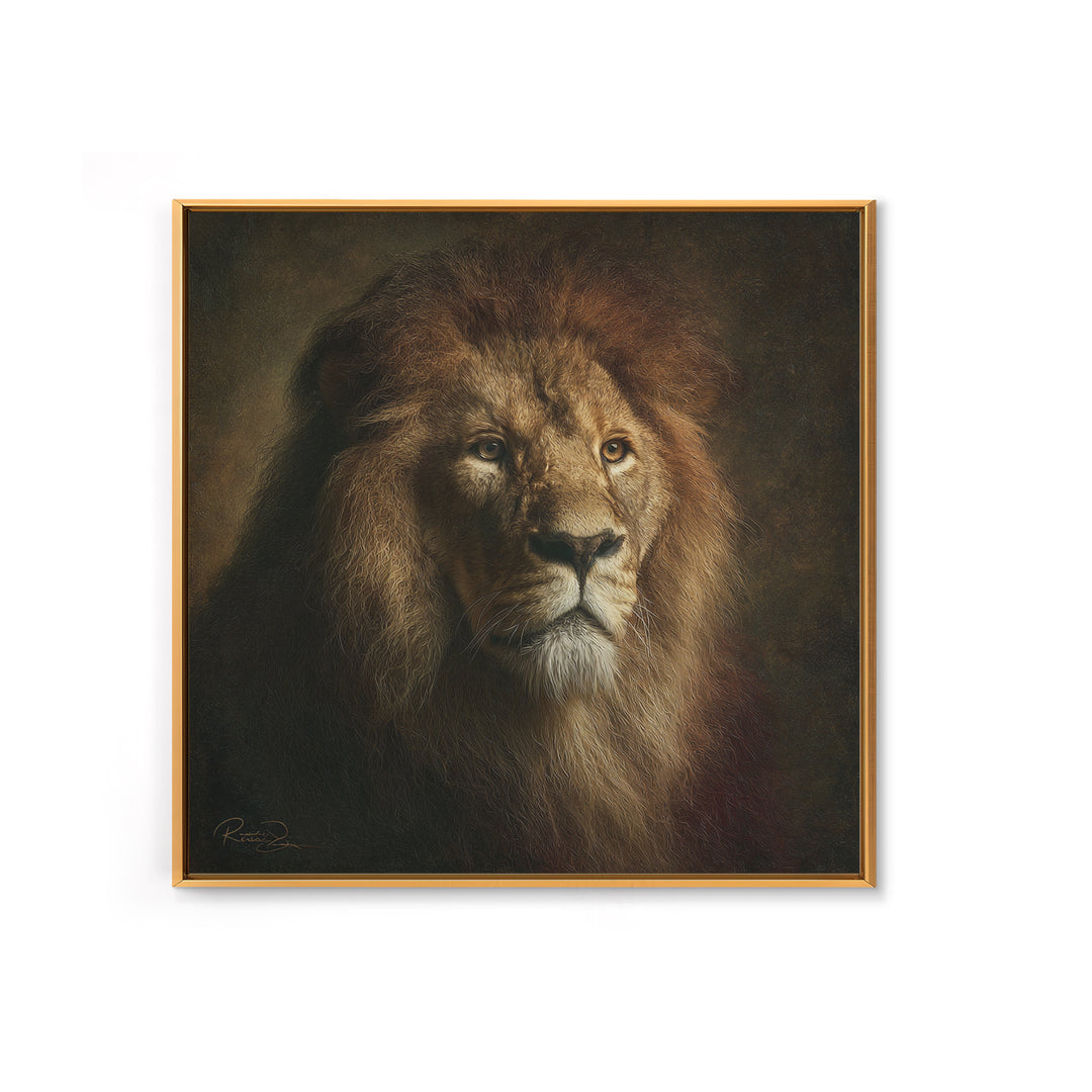 Royal Lion Portrait Framed Canvas Print, Baroque Art, Eclectic Wall Art, Living Room Decor, Fine Art, Ornate, Gallery Decor, BAO-1x1-65