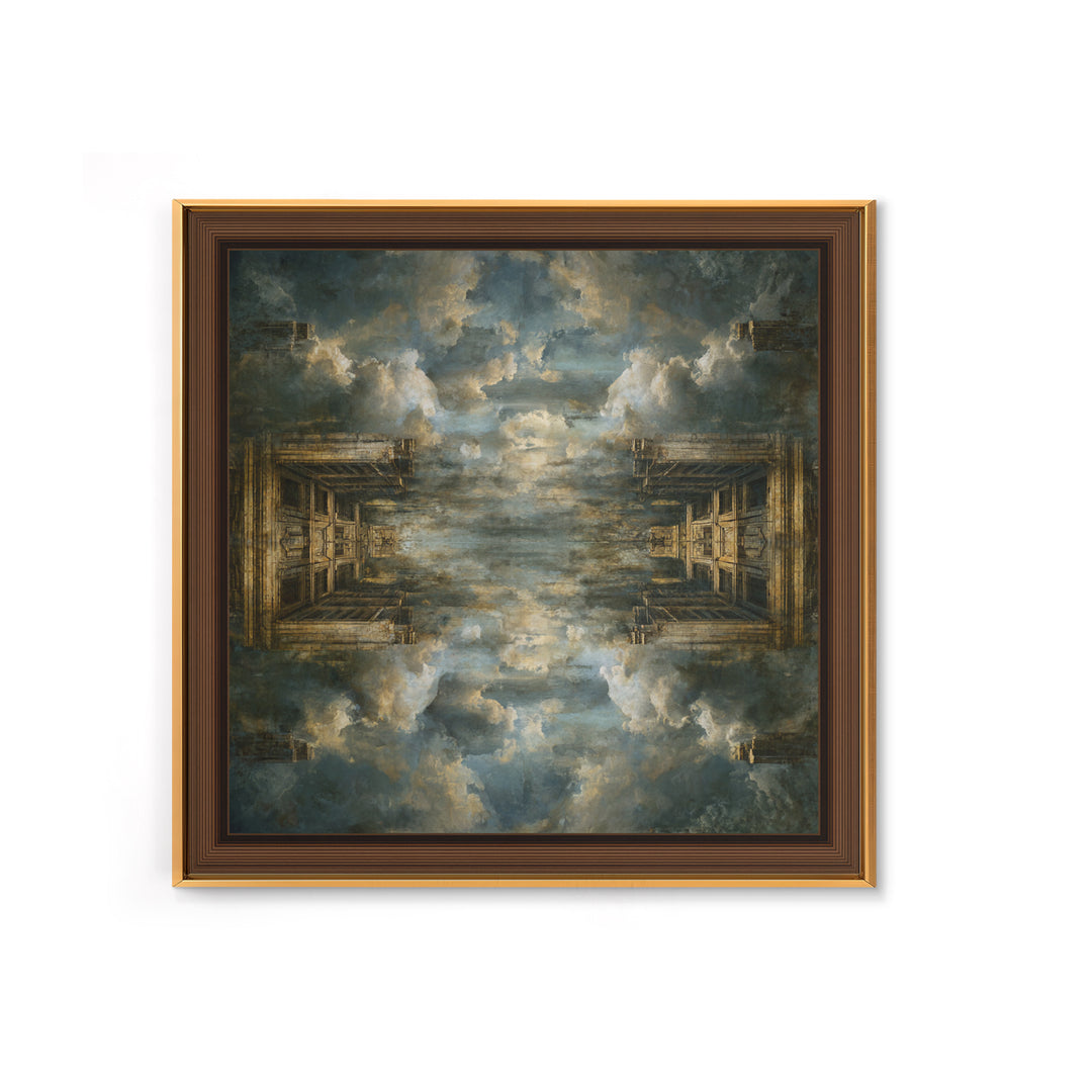 Classical Ruins Beneath a Dramatic Sky Framed Canvas Print, Baroque Art, Feminist Art, Living Room Decor, Fine Art, Ornate, BAO-1x1-67