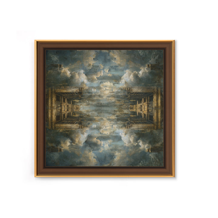 Classical Ruins Beneath a Dramatic Sky Framed Canvas Print, Baroque Art, Feminist Art, Living Room Decor, Fine Art, Ornate, BAO-1x1-67