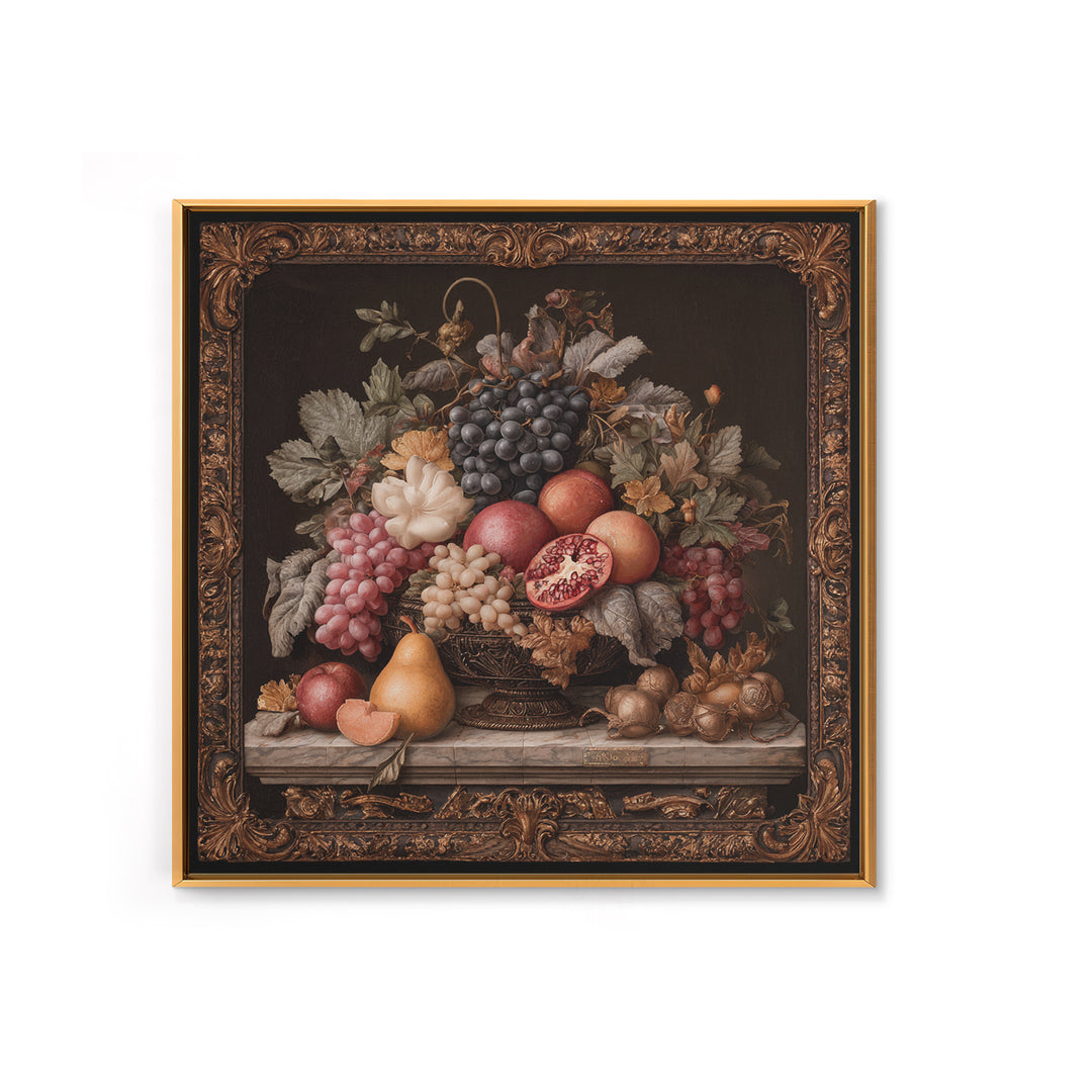 Lavish Banquet Fruit Composition Canvas Print, Baroque Art, Art Nouveau Decor, Living Room Decor, Fine Art, Ornate, Art Print, BAO-1x1-92