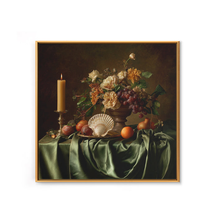Ornamental Shell and Pearl Composition Canvas Print, Baroque Art, Gallery Wall, Living Room Decor, Ornate, Neutral Decor, BAO-1x1-94