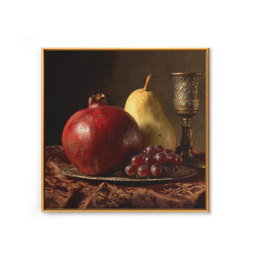 Dramatic Fruit Still Life Canvas Print, Baroque Art, Wall Decor, Living Room Decor, Oil Painting, Ornate, Contemporary Art, BAO-1x1-97