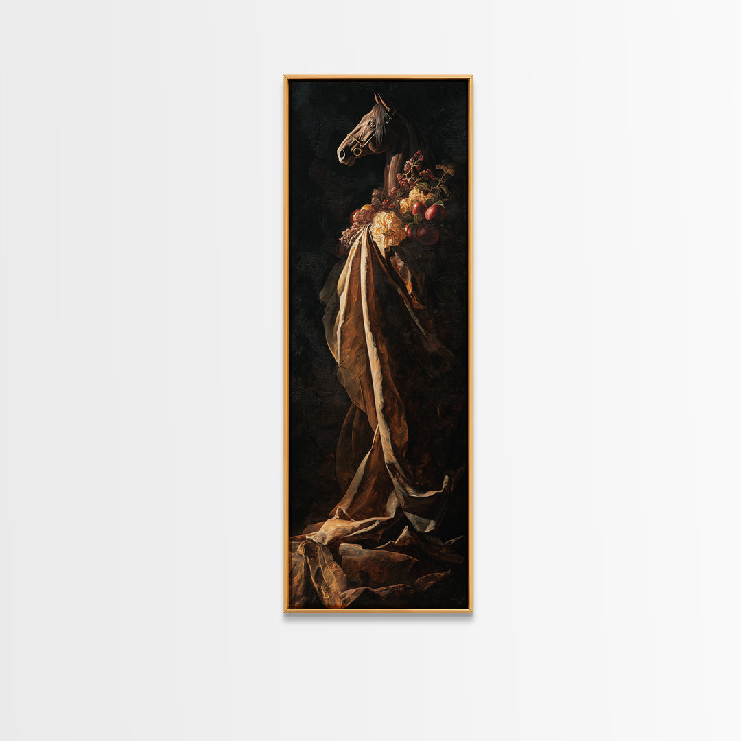 Dramatic Horse Portrait Canvas Print, Baroque Art, Portrait Painting, Living Room Decor, Oil Painting, Ornate, Wall Decor, BAO-1x3-12