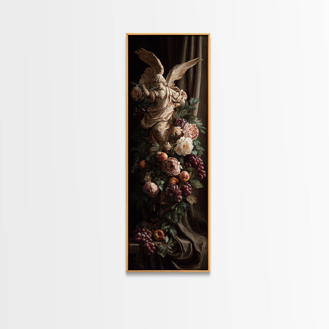 Gilded Angel Wings Emerging from Storm Clouds Canvas Print, Baroque Art, Minimalist Wall Art, Living Room Decor, Ornate, BAO-1x3-18