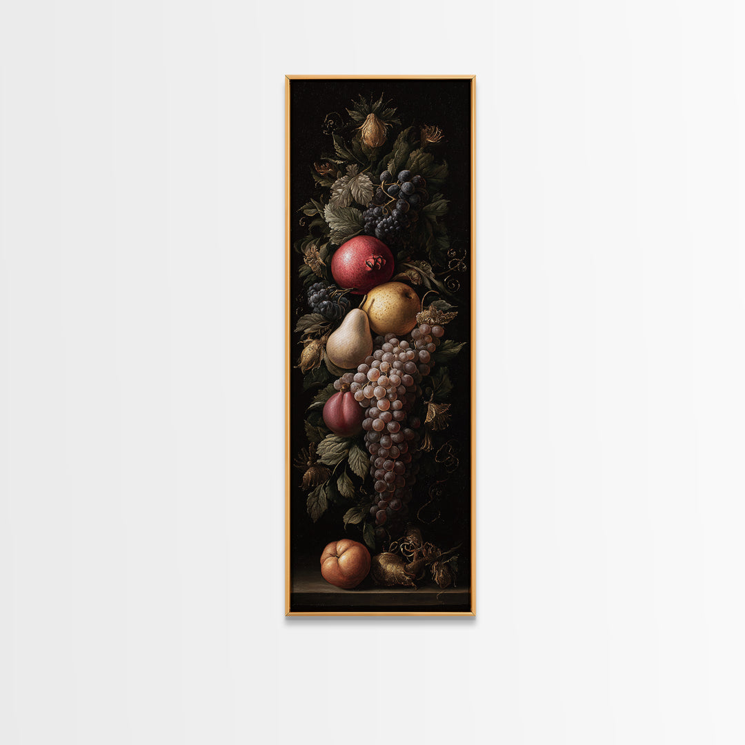 Dramatic Fruit Still Life Canvas Print, Baroque Art, Gallery Wall, Living Room Decor, Fine Art, Ornate, Neutral Decor, BAO-1x3-37