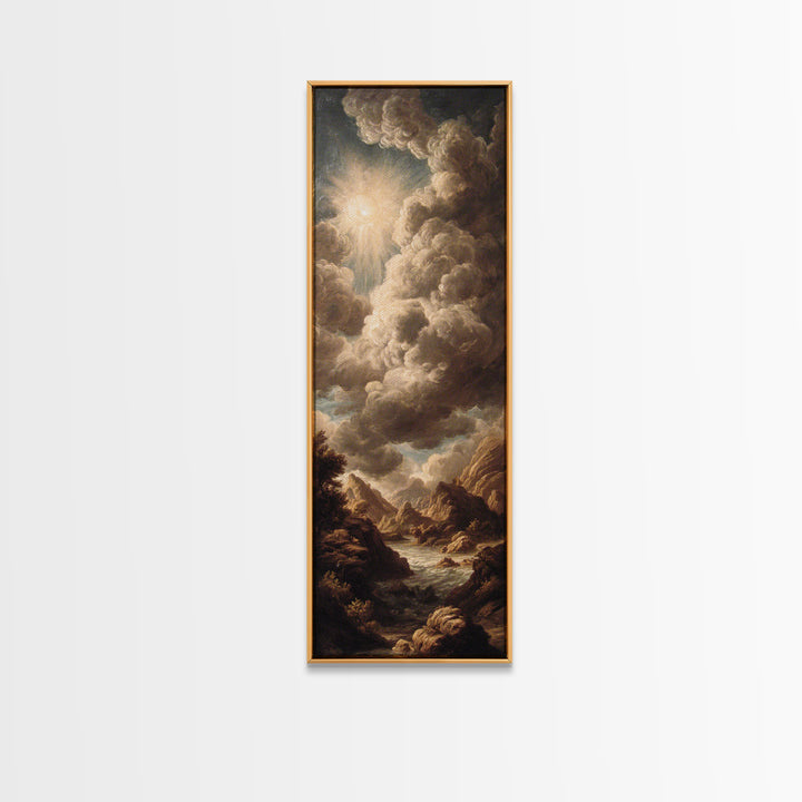 Theatrical Stormy Landscape Framed Canvas Print, Baroque Art, Room Decor Aesthetic, Living Room Decor, Fine Art, Ornate, BAO-1x3-46