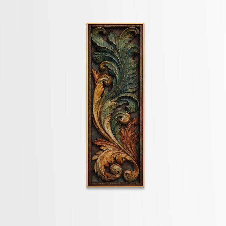 Carved Acanthus Leaf Ornament Study Canvas Print, Baroque Art, Art Print, Living Room Decor, Fine Art, Ornate, Oil Painting, BAO-1x3-51