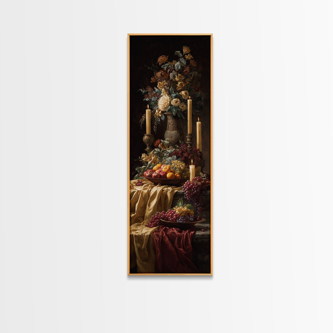 Lavish Banquet Fruit Composition Canvas Print, Baroque Art, Statement Artwork, Living Room Decor, Fine Art, Ornate, Painting, BAO-1x3-56