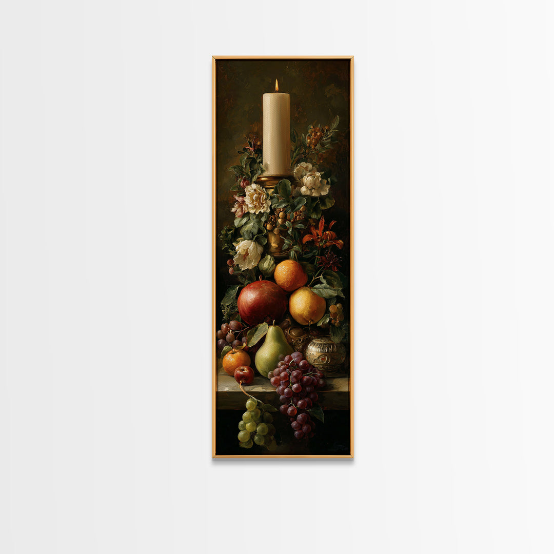 Dramatic Fruit Still Life Framed Canvas Print, Baroque Art, Feminist Art, Living Room Decor, Fine Art, Ornate, Luxury Decor, BAO-1x3-61