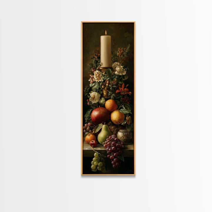 Dramatic Fruit Still Life Framed Canvas Print, Baroque Art, Feminist Art, Living Room Decor, Fine Art, Ornate, Luxury Decor, BAO-1x3-61