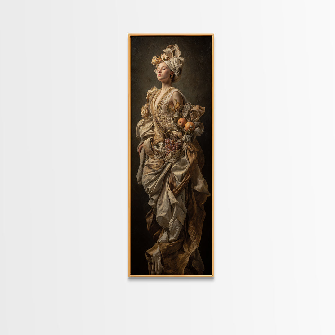 Mythic Goddess Figure Framed Canvas Print, Baroque Art, Eclectic Wall Art, Living Room Decor, Oil Painting, Ornate, BAO-1x3-74