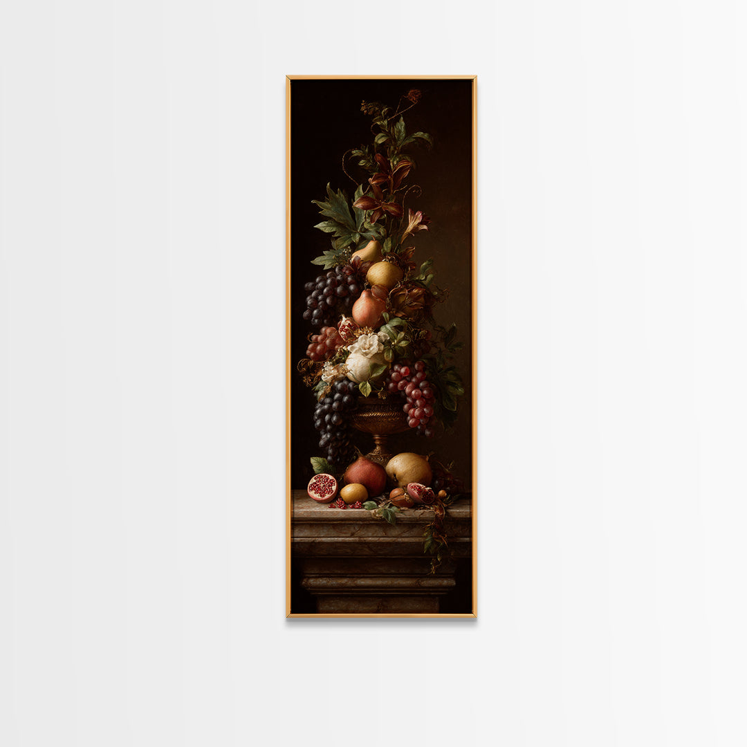 Dramatic Fruit Still Life Canvas Print, Baroque Art, Wall Decor, Living Room Decor, Fine Art, Ornate, Contemporary Art, BAO-1x3-85